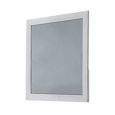 Square Mirror With Wooden Encasing And Grains, White - Image 0