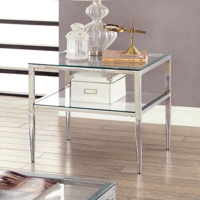 Berrian Glass Top End Table with Storage - Image 0