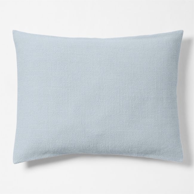 Scoop Waffle Organic Cotton Sky Blue Standard Bed Pillow Sham - Image 0