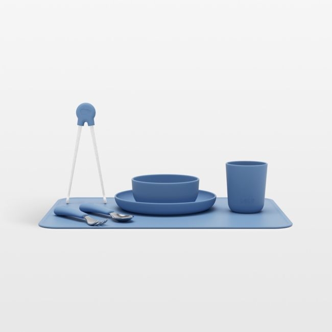 Lalo Blueberry Blue Big Bites Full Toddler Dinnerware Set - Image 0