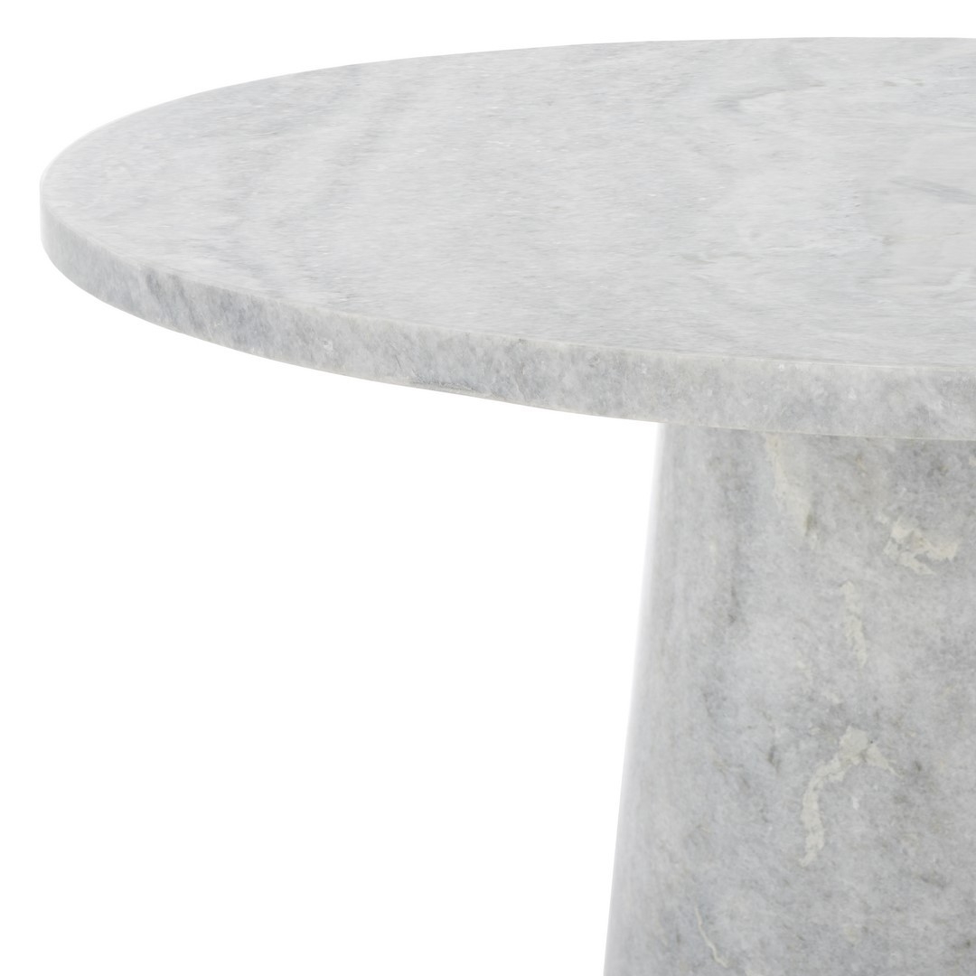 Valentia Tall Round Marble Accent Table - Light Grey - Image 2