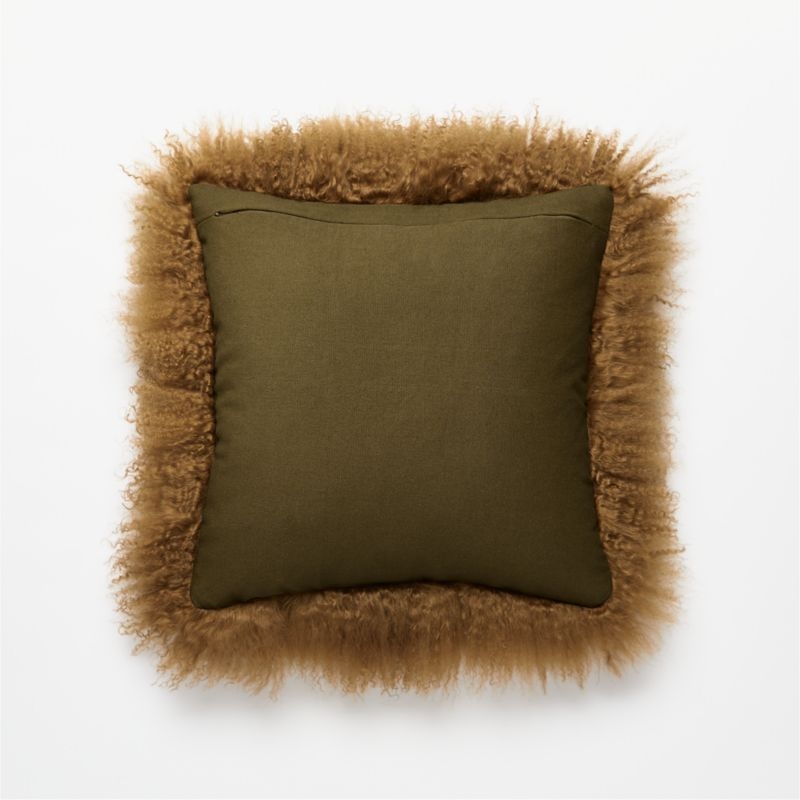 Mongolian Pillow with Feather-Down Insert, Brown, 16"x 16" - Image 3