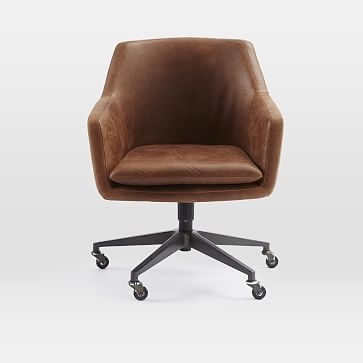 Helvetica Office Chair, Vegan Leather, Snow, Dark Bronze - Image 2