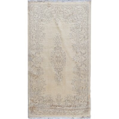 One-of-a-Kind Hand-Knotted Beige 4'10" x 8'10" Wool Area Rug - Image 0