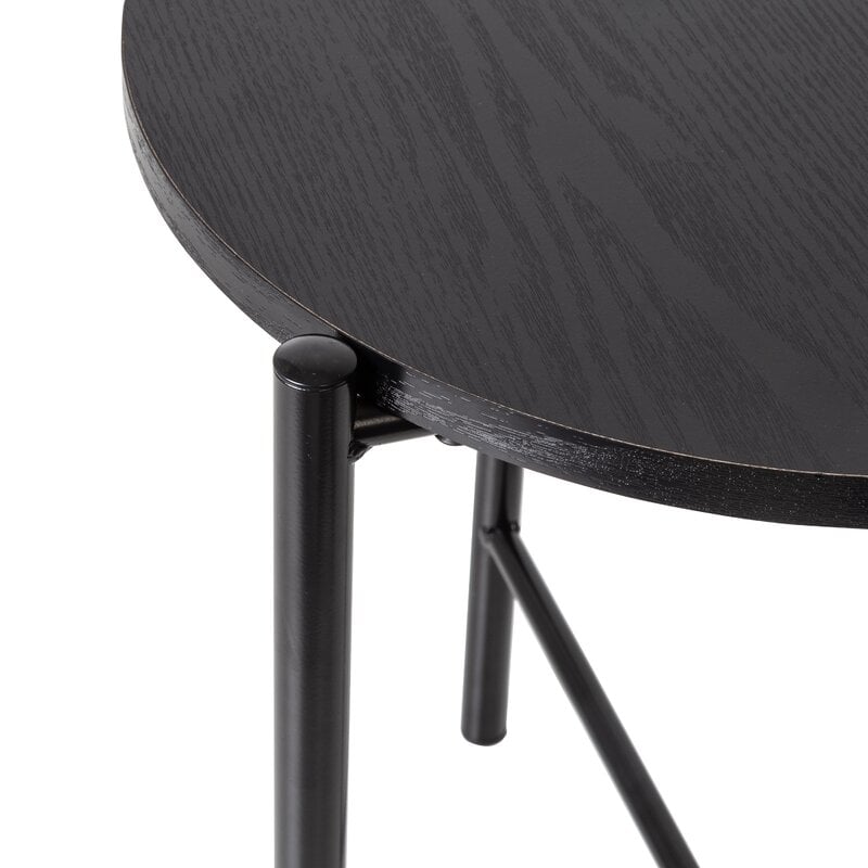 Round Side Table With T-Pattern Base, Black - Image 2