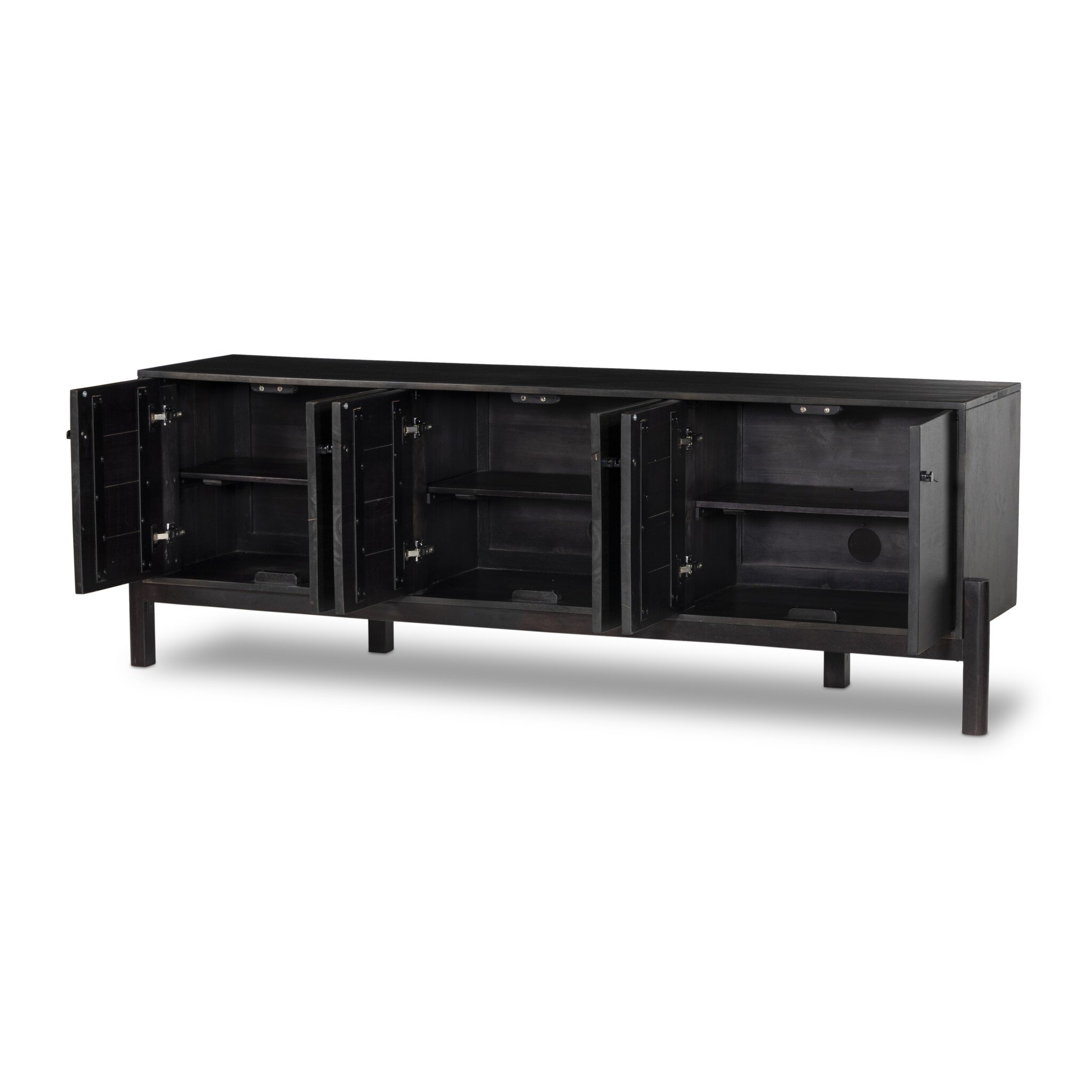 Reza Media Console - Worn Black Parawood - Image 3