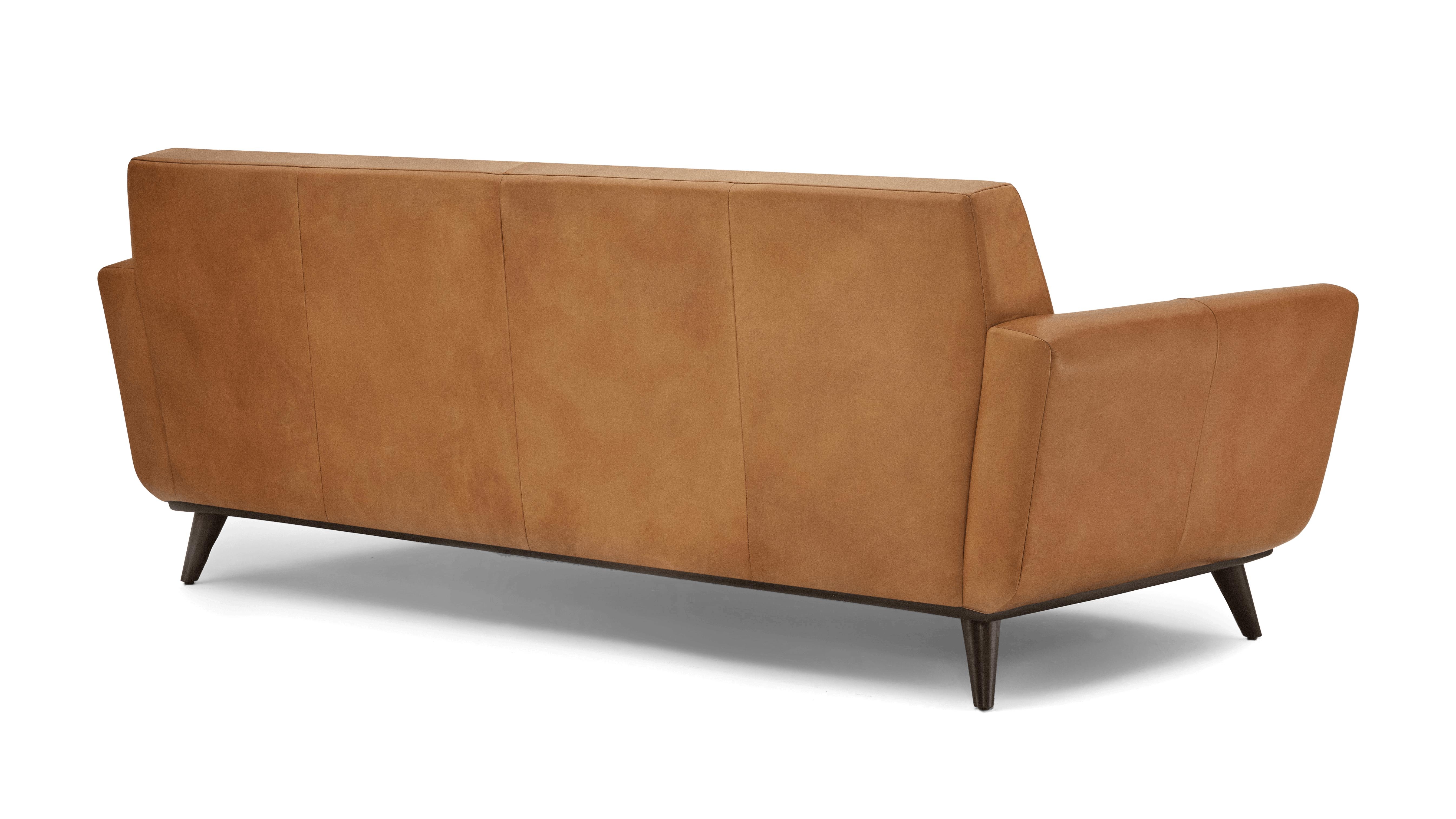 Brown Hughes Mid Century Modern Leather Sofa - Santiago Camel - Mocha - Image 3