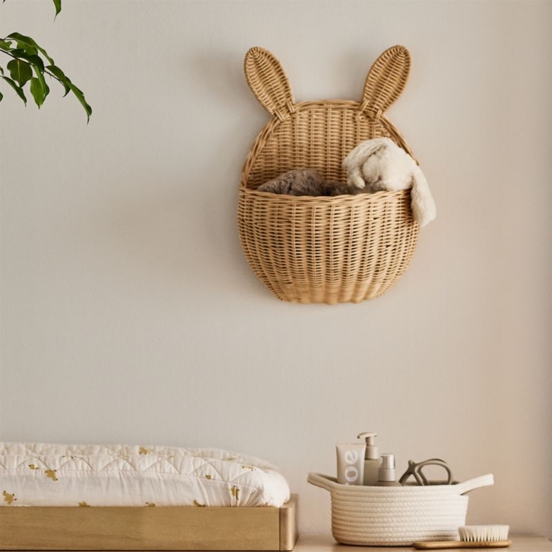 Wicker Bunny Kids Wall Basket - Image 1