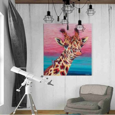 Epic Graffiti 'Sky High Giraffe I' By Carolee Vitaletti Canvas Wall Art - Image 0