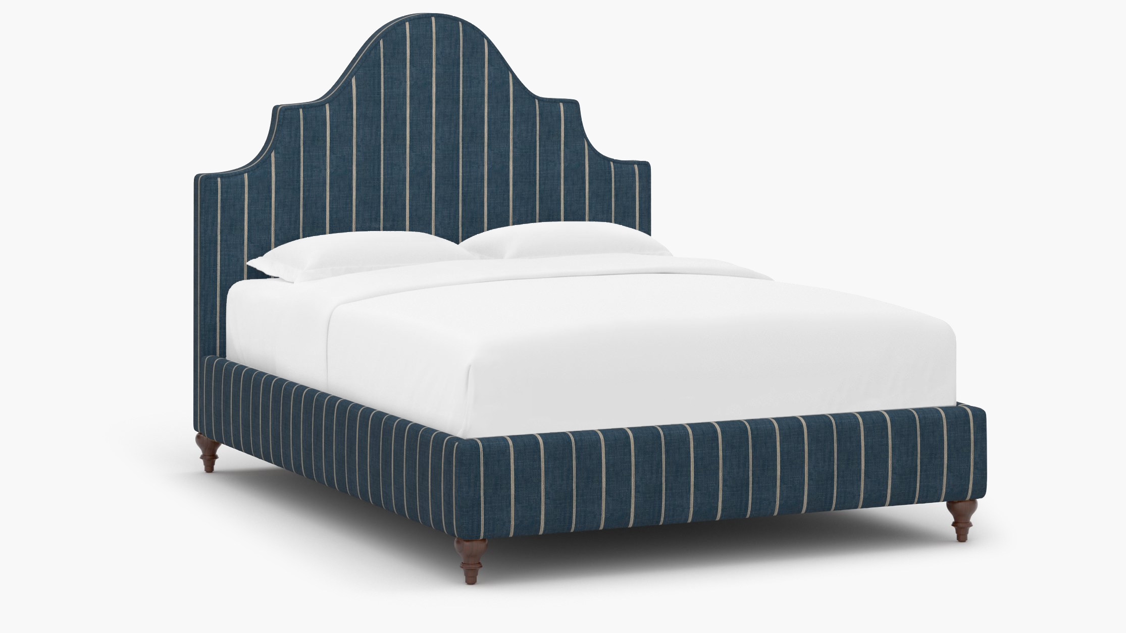 Statement Bed, Indigo Felix, Walnut Traditional Turned Leg, King - Image 1