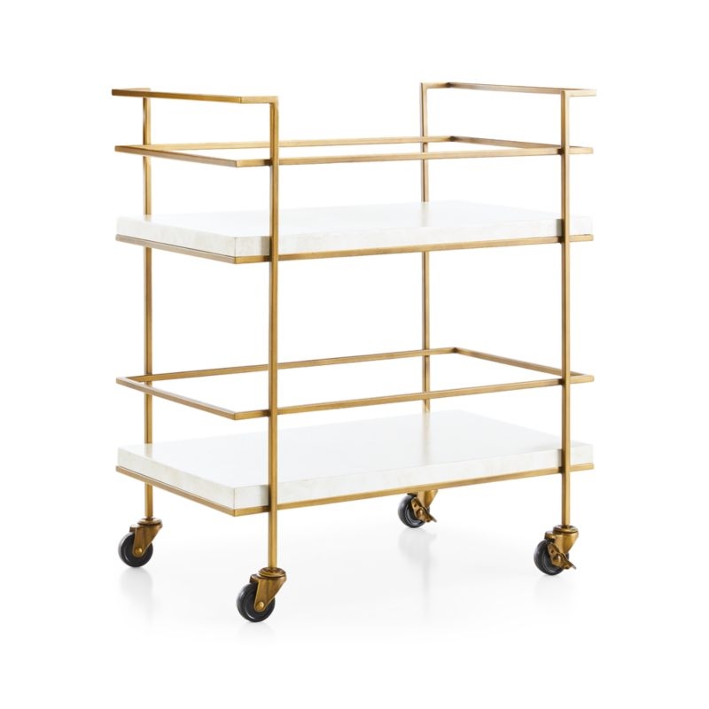 Adina Brass Cart with White Concrete Shelves - Image 1