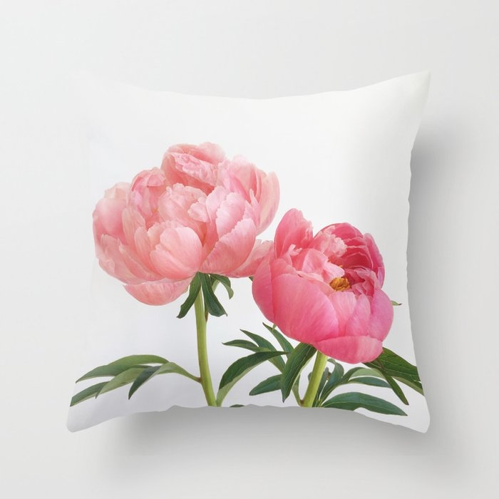 Peonies Couch Throw Pillow by Cassia Beck - Cover (16" x 16") with pillow insert - Outdoor Pillow - Image 0