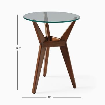 Jensen Collection, Side Table, Round, Dark Walnut, Glass - Image 2