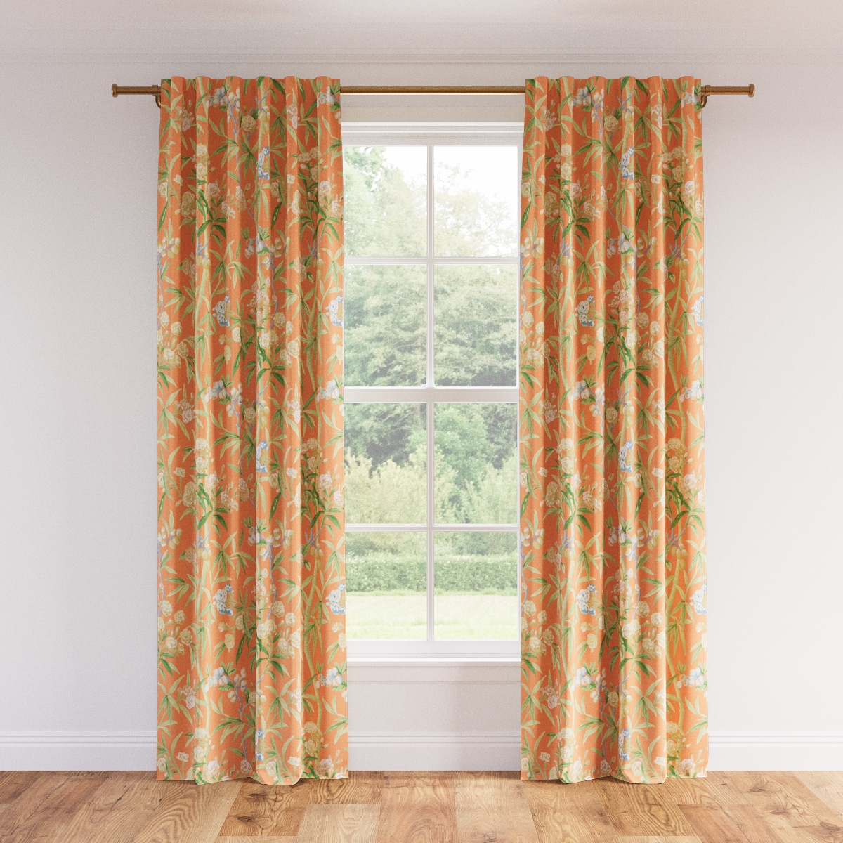 Printed Linen Curtain, Mandarin Lanai, 50" x 96", Unlined - Image 0