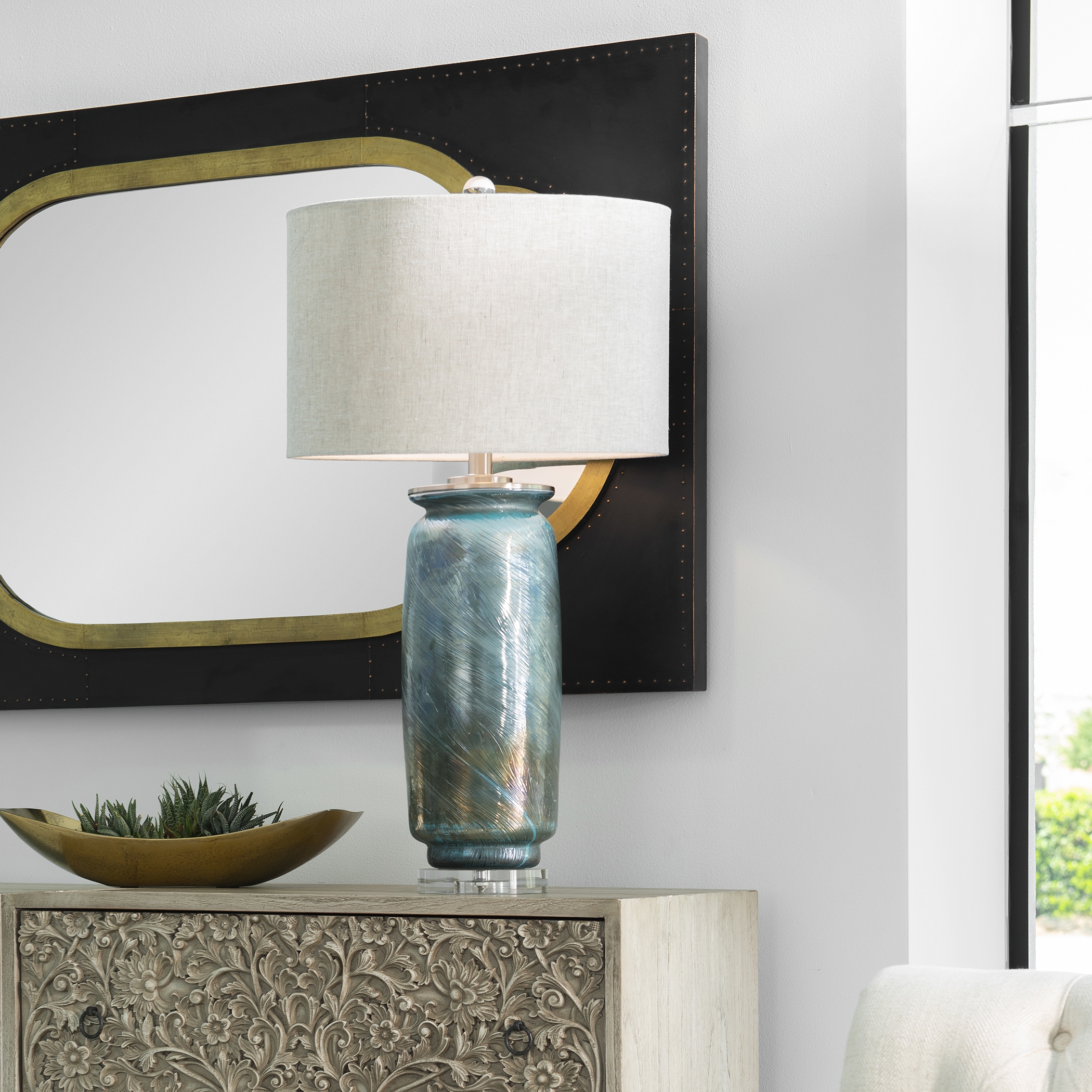Olesya Swirl Glass Table Lamp - Image 1