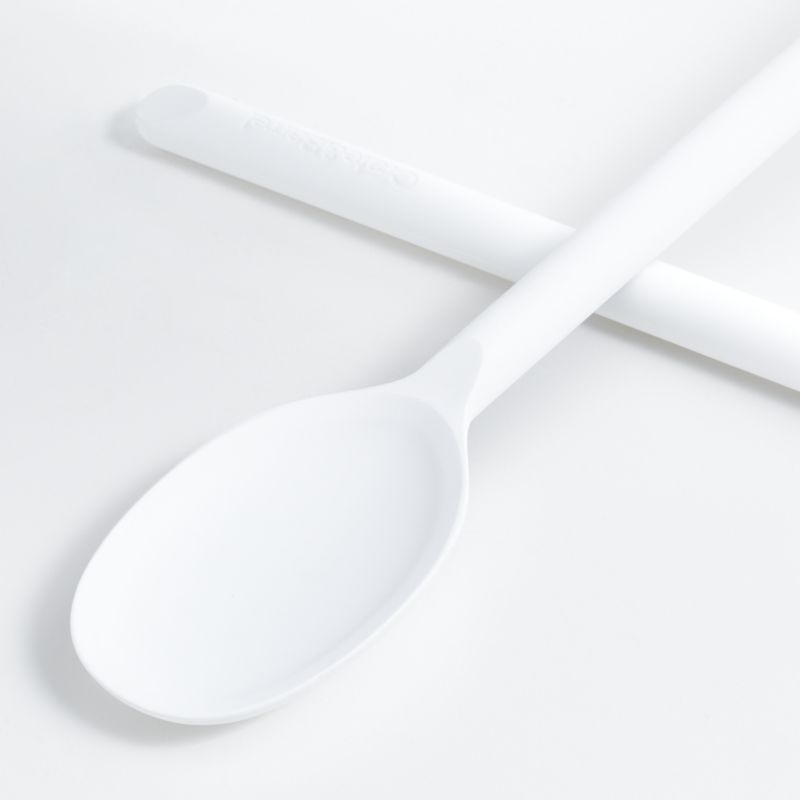 Crate & Barrel White Silicone Slotted Spoon - Image 4
