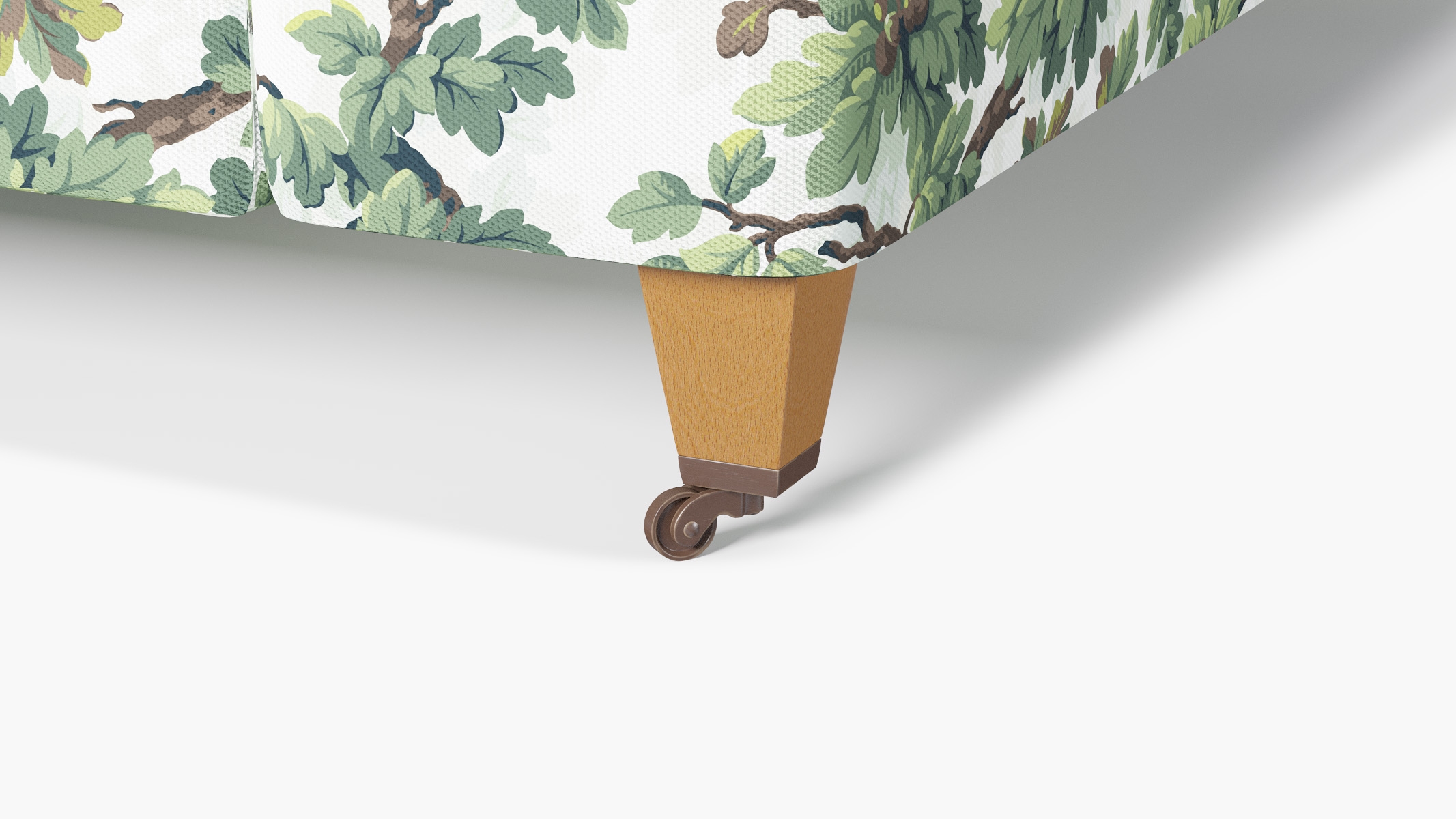 Classic Sofa, Vert Woodland, Natural with Antique Brass Caster - Image 6