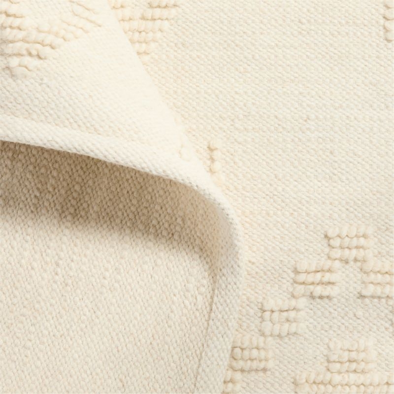 Textural Flatweave Ivory Wool and Cotton Kids Area Rug 6'x9' - Image 2