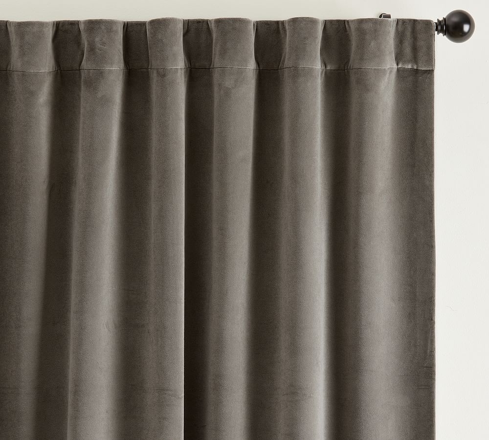 Velvet Twill Rod Pocket Blackout Curtain, Flagstone, 50 x 96" - Image 0
