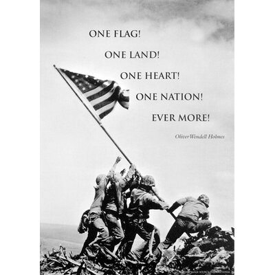 Marines Raising Flag at Iwo Jima with Oliver Wendell Holmes Quote by Joe Rosenthal - Unframed Photograph Print on Paper - Image 0