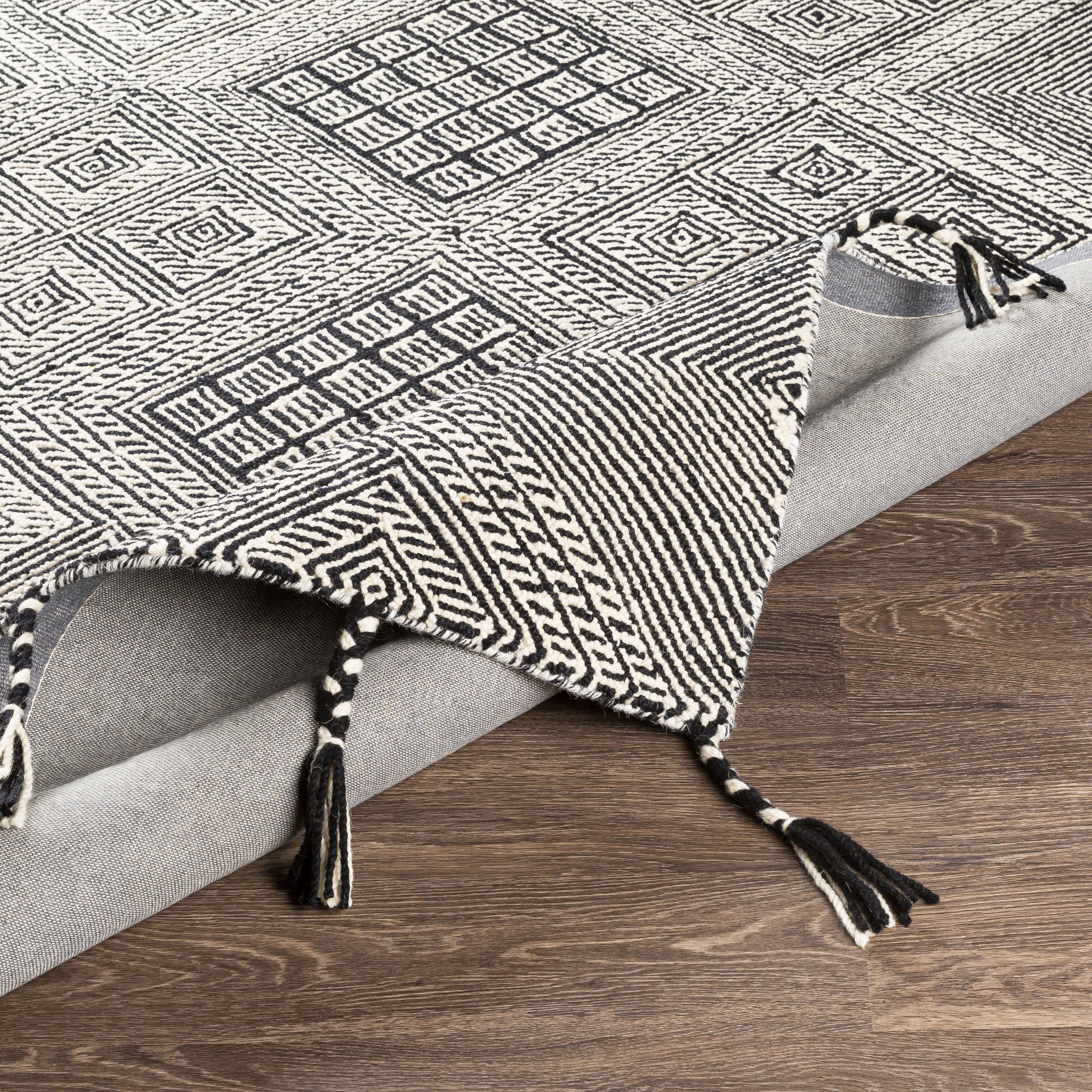 Zanafi Tassels Black Indoor 8'10" x 12' Handmade Rug - Image 4