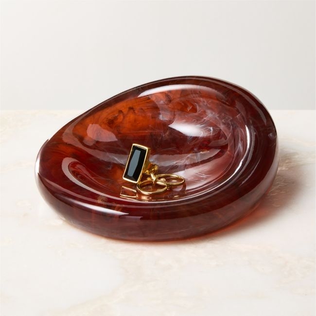 Anya Brown Swirled Resin Catchall Dish - Image 0