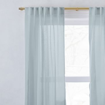 Sheer Belgian Linen Curtain Washed Blue Gemstone 48"x84" - Image 1