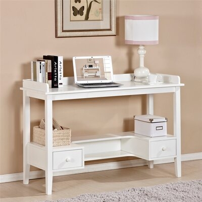 Wooden White 46’’ Home Office Desk Computer Desk Study Desk Writing Table Workstation With 2 Drawers - Image 0