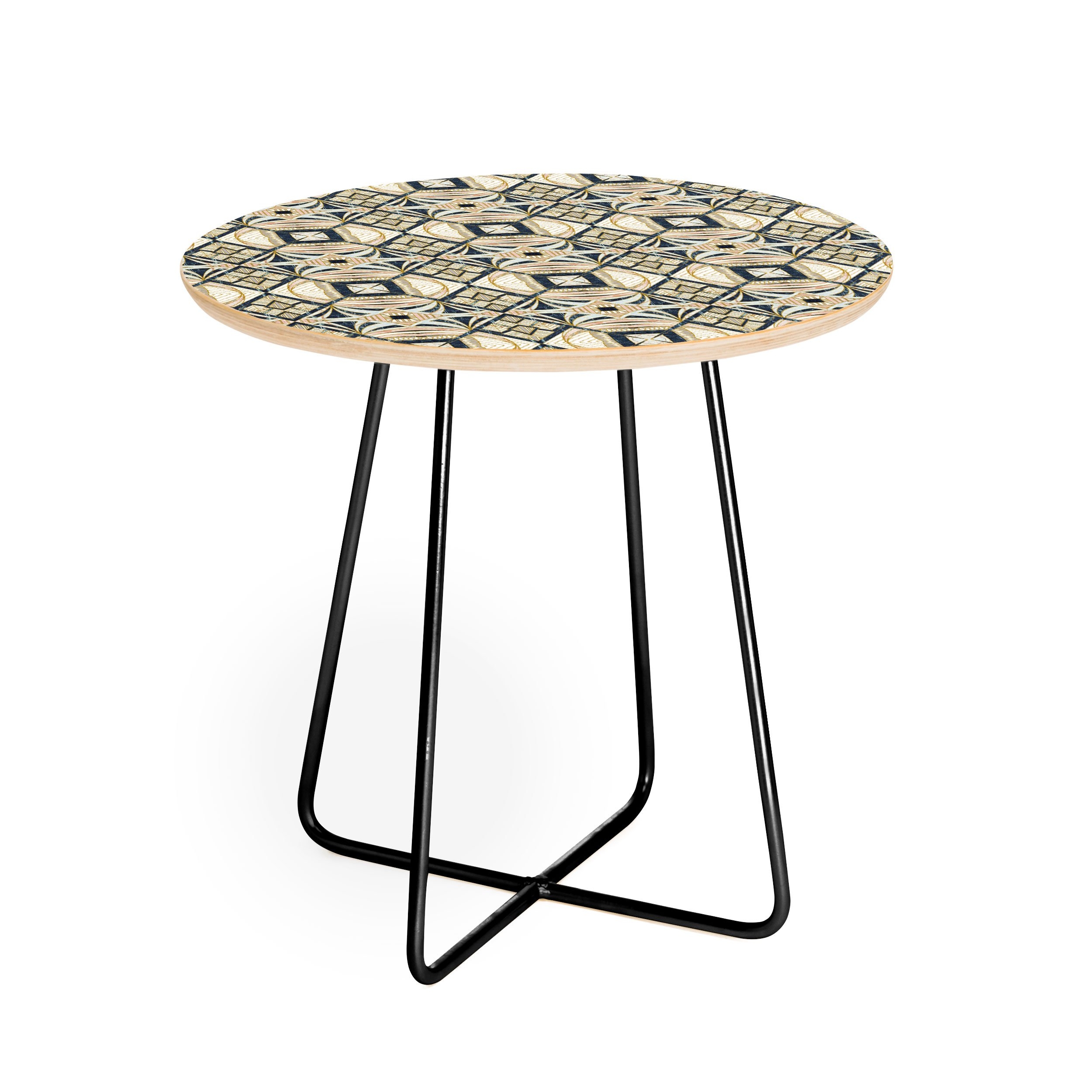 Marta Barragan Camarasa Mosaic marbled art deco II Round Side Table - Gold Aston Legs - Image 0