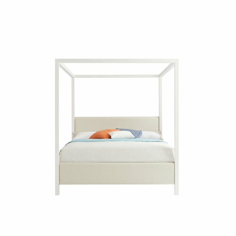 Panavista Upholstered Canopy Bed Color: Alabaster, Size: California King - Image 0