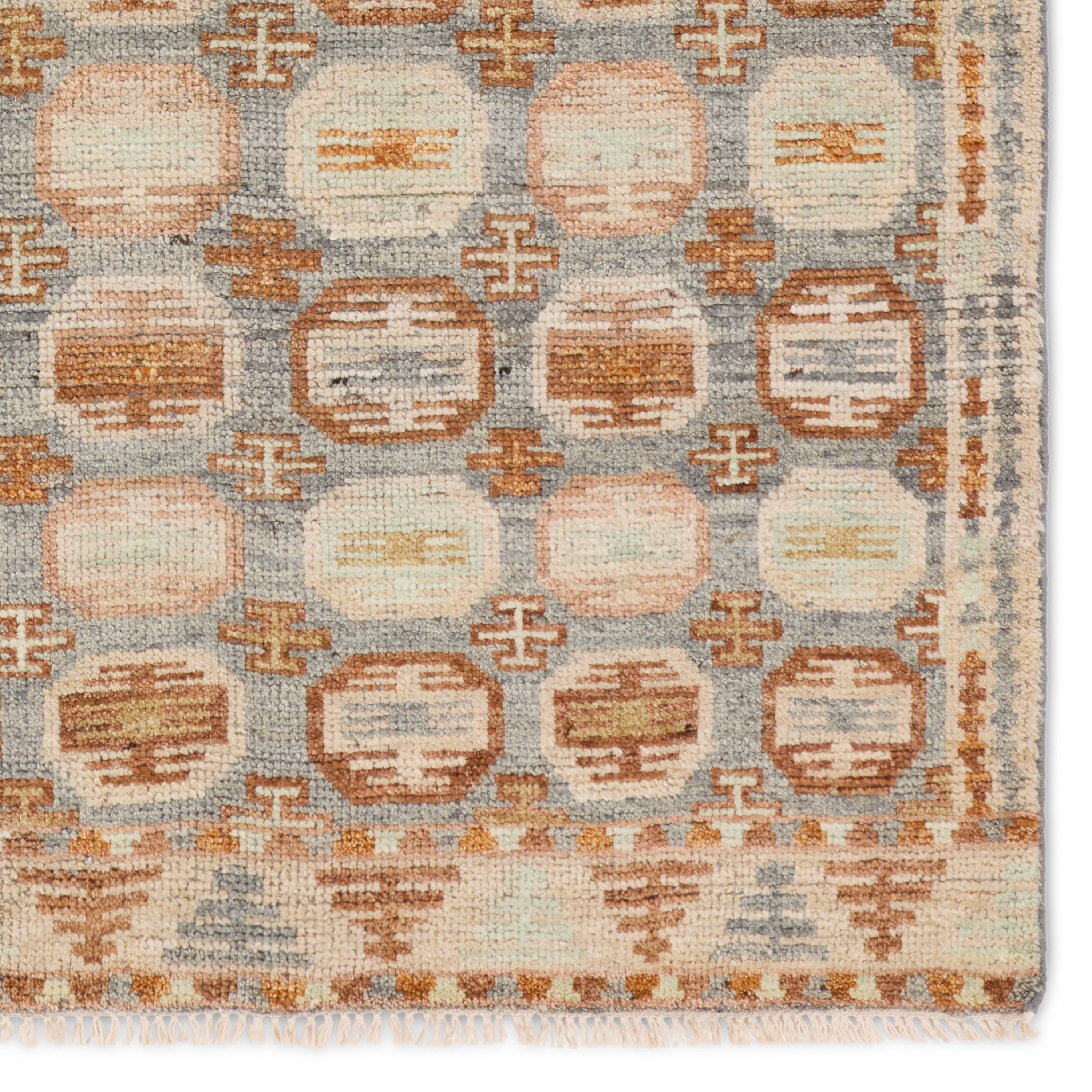 Titale HAZ01 Handknotted Medallion Blue and Slate Area Rug (10'x14') - Image 3