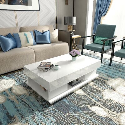 Modern High Gloss Sliding Top Coffee Table - Image 0