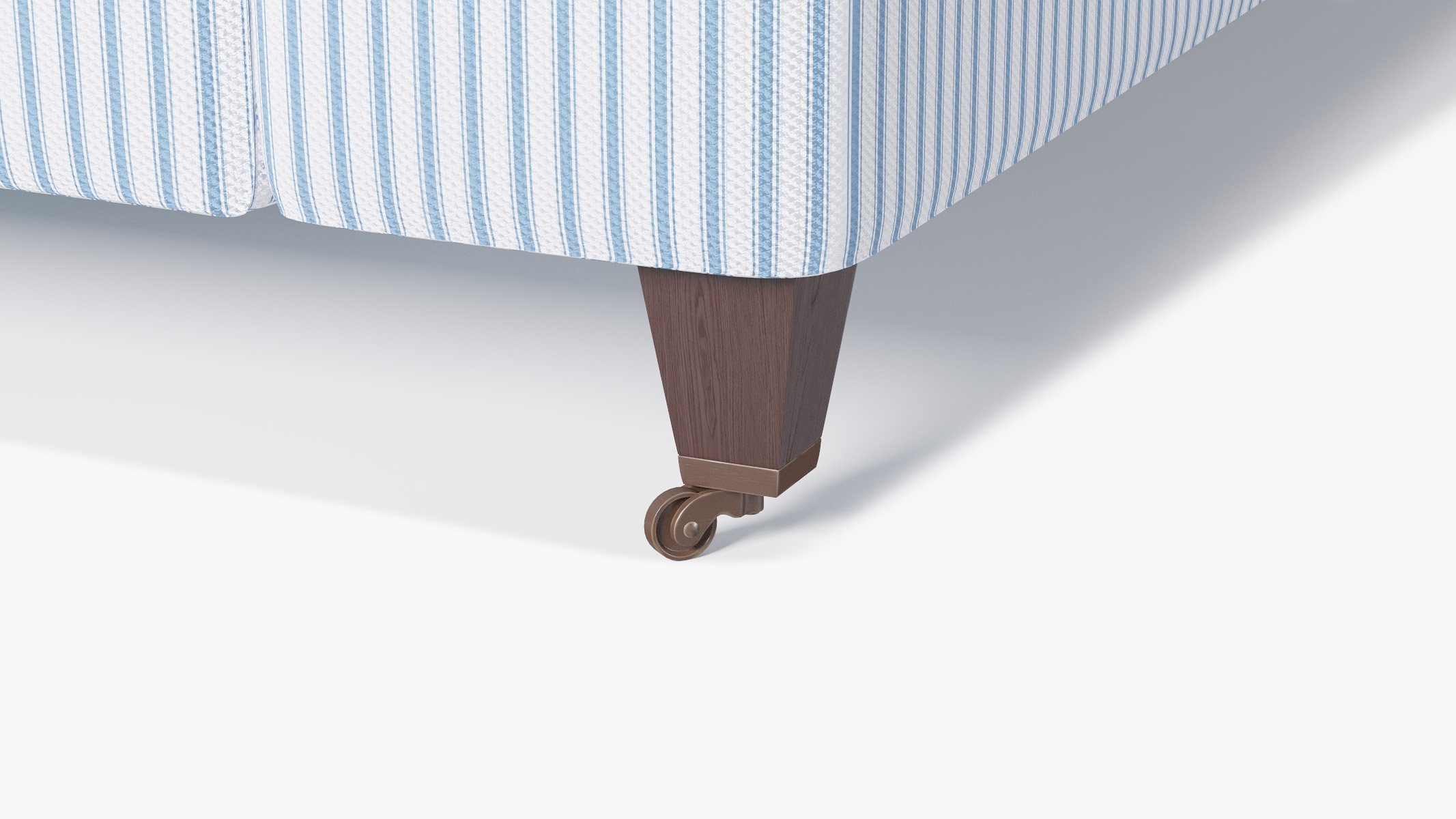 Classic Sofa, Cornflower Classic Ticking Stripe, Espresso with Antique Brass Caster - Image 1