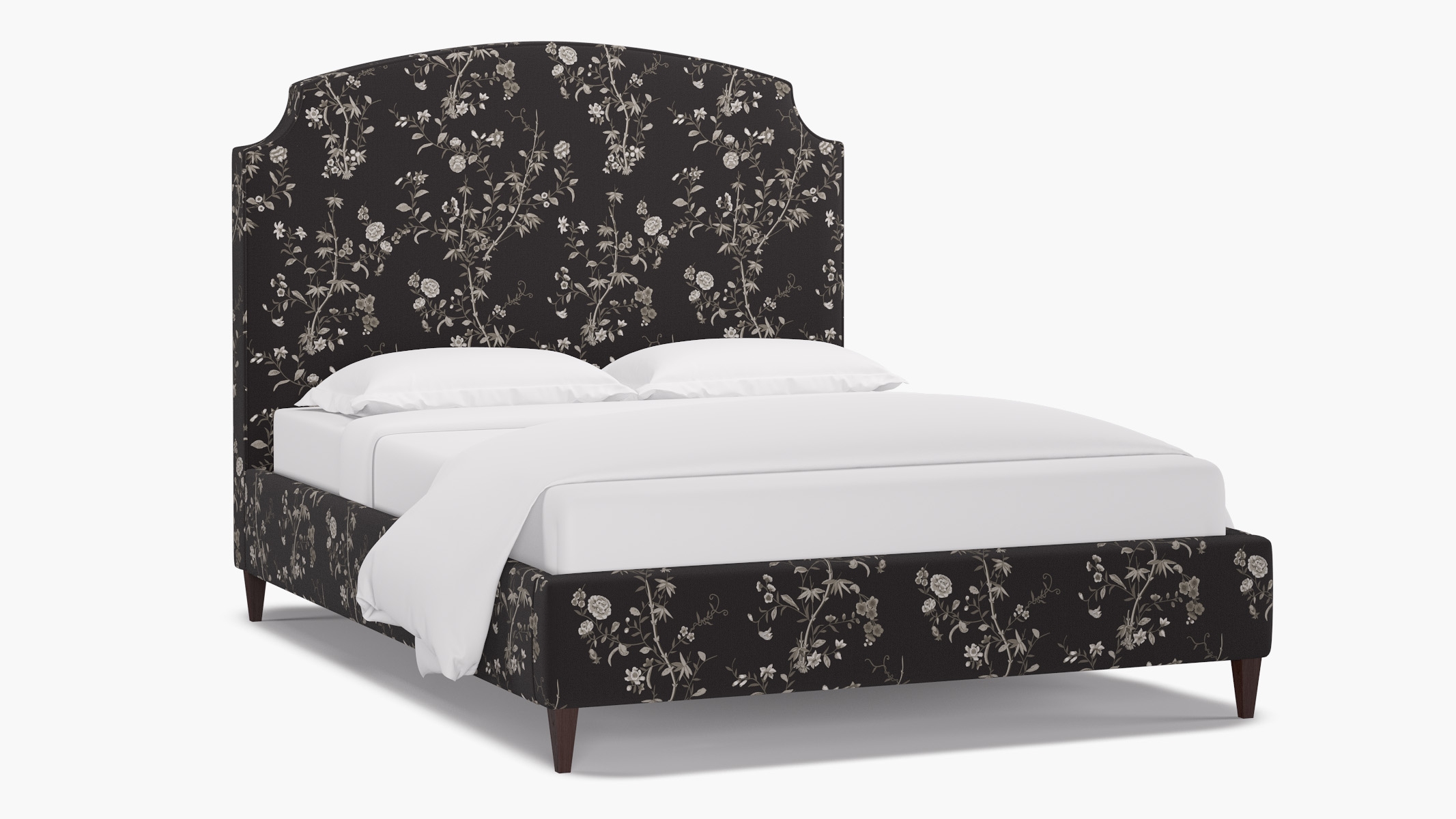 Cove Bed, Black Bamboo Garden, Espresso Square Tapered Leg, Queen - Image 1