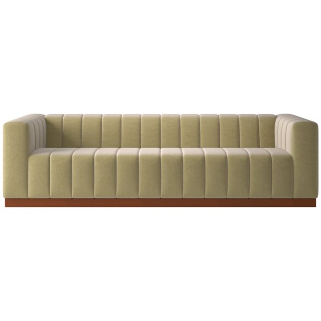 Forte 101" Luca Camel Sofa with Walnut Base - Image 0