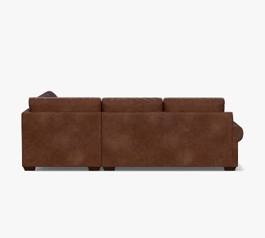Big Sur Roll Arm Leather Left 3-Piece Bumper Sectional, Down Blend Wrapped Cushions, Churchfield Chocolate - Image 4