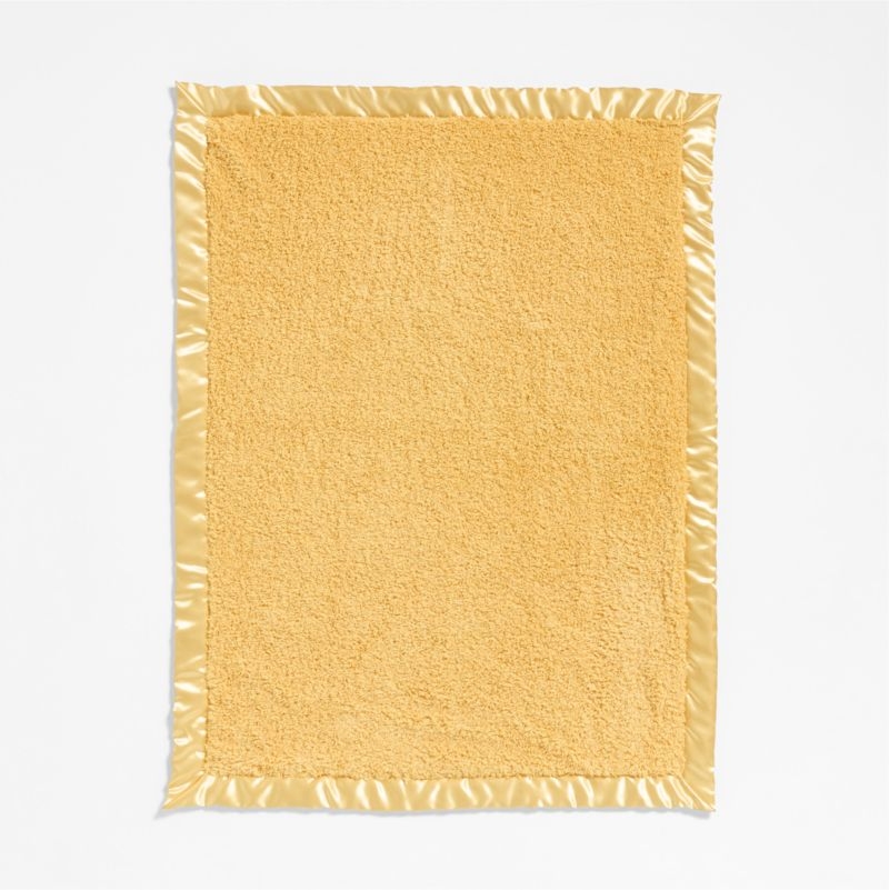 Satin Trim Luminous Yellow Plush Baby Stroller Blanket - Image 2