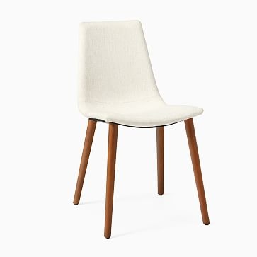 Slope Dining Chair Wood Base, Performance Coastal Linen, Dove, Black - Image 1