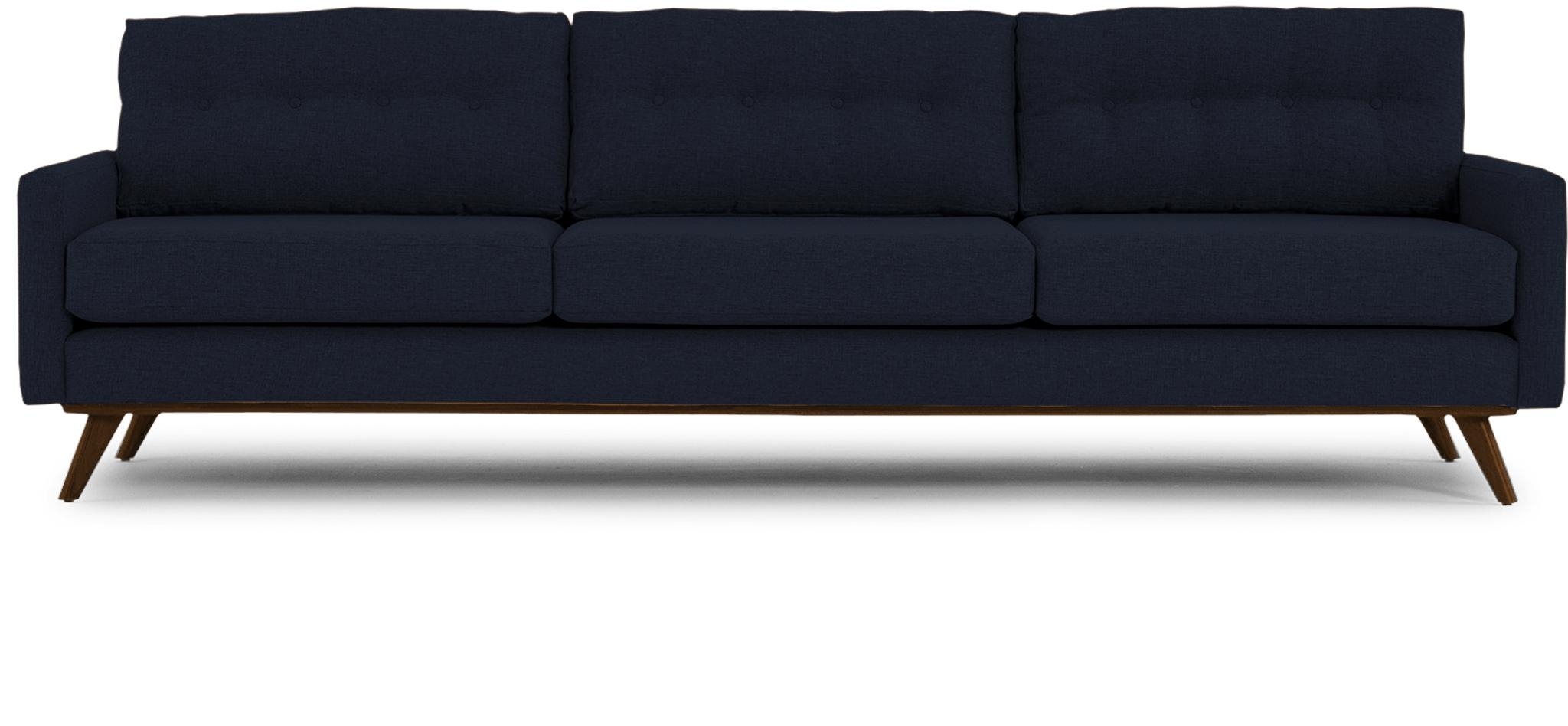 Blue Hopson Mid Century Modern Grand Sofa - Sunbrella Premier Indigo - Mocha - Image 0