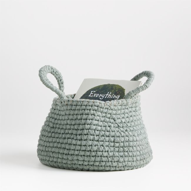 Uma Green Rope Knit Storage Basket with Handles - Image 0