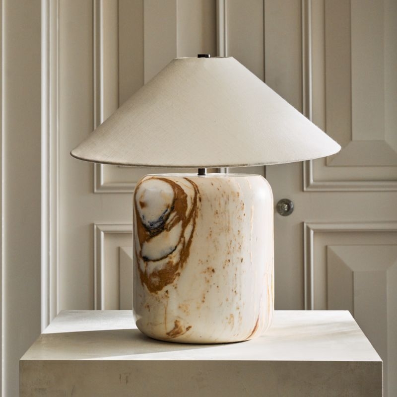 Block Golden Calacatta Marble Table Lamp - Image 0