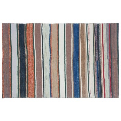 One-of-a-Kind Riko Hand-Knotted Hemp Beige/Brown/Blue 5'1" x 8' Area Rug - Image 0