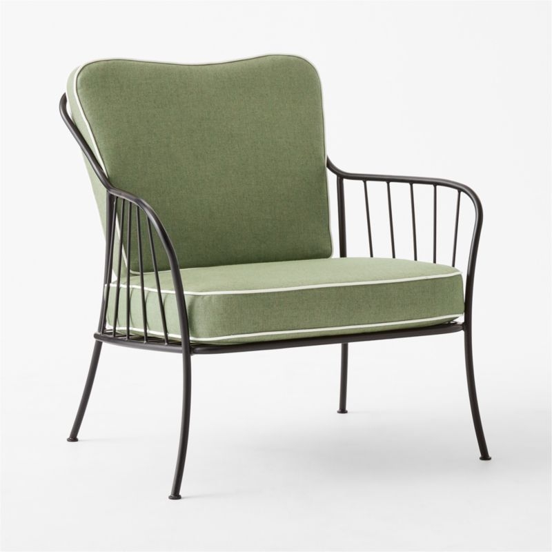 Welling Black Metal Outdoor Lounge Chair with Green Sunbrella® Cushions - Image 3