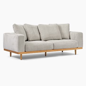 Newport 84" Box Cushion Sofa, Twill, Sand, Almond - Image 3