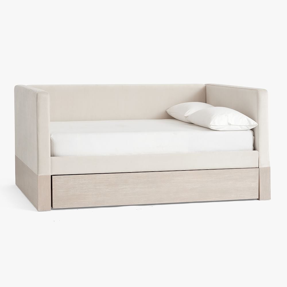 Bailey Daybed with Trundle, Twin, Brushed Fog/Lustre Velvet Linen - Image 0