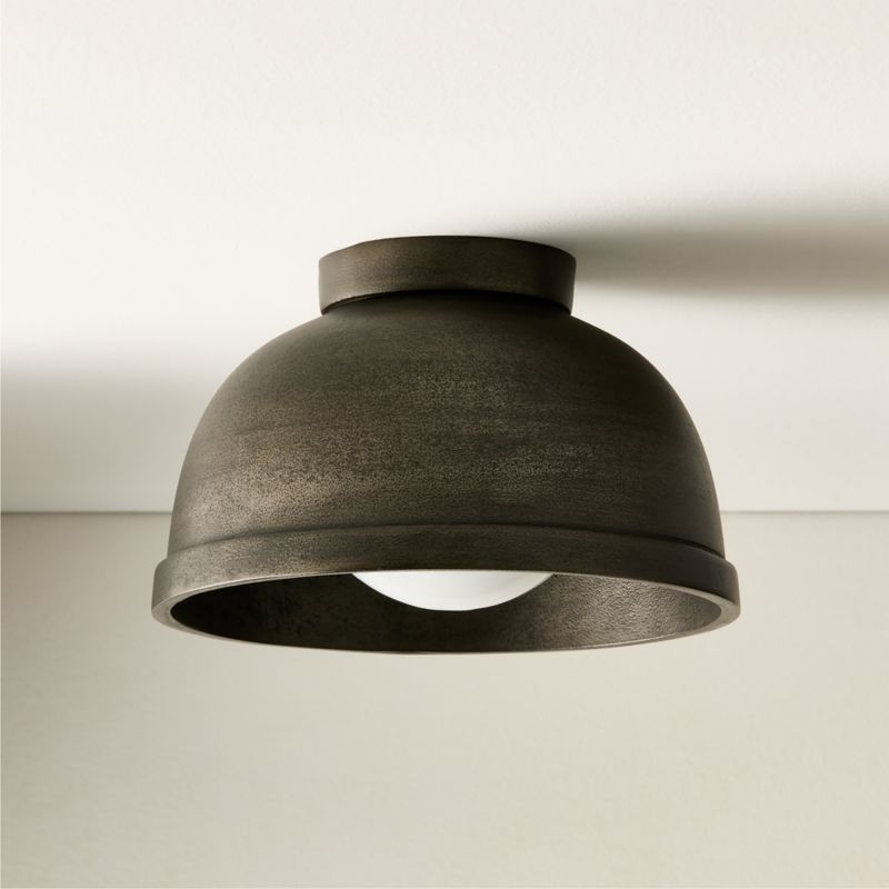 Capitola Indoor/Outdoor Black Cast Aluminum Flush Mount Light - Image 1