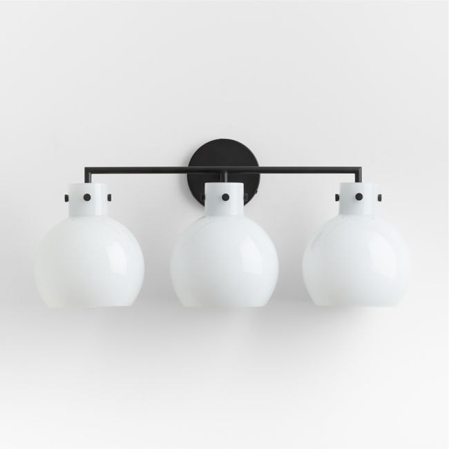 Dakota Black 3-Light Wall Sconce with Milk Glass Globe - Image 0