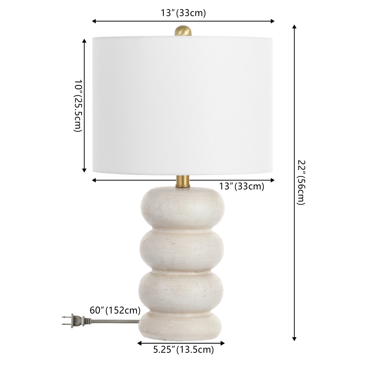 Coco 22 Inch Table Lamp - Cream - Image 4