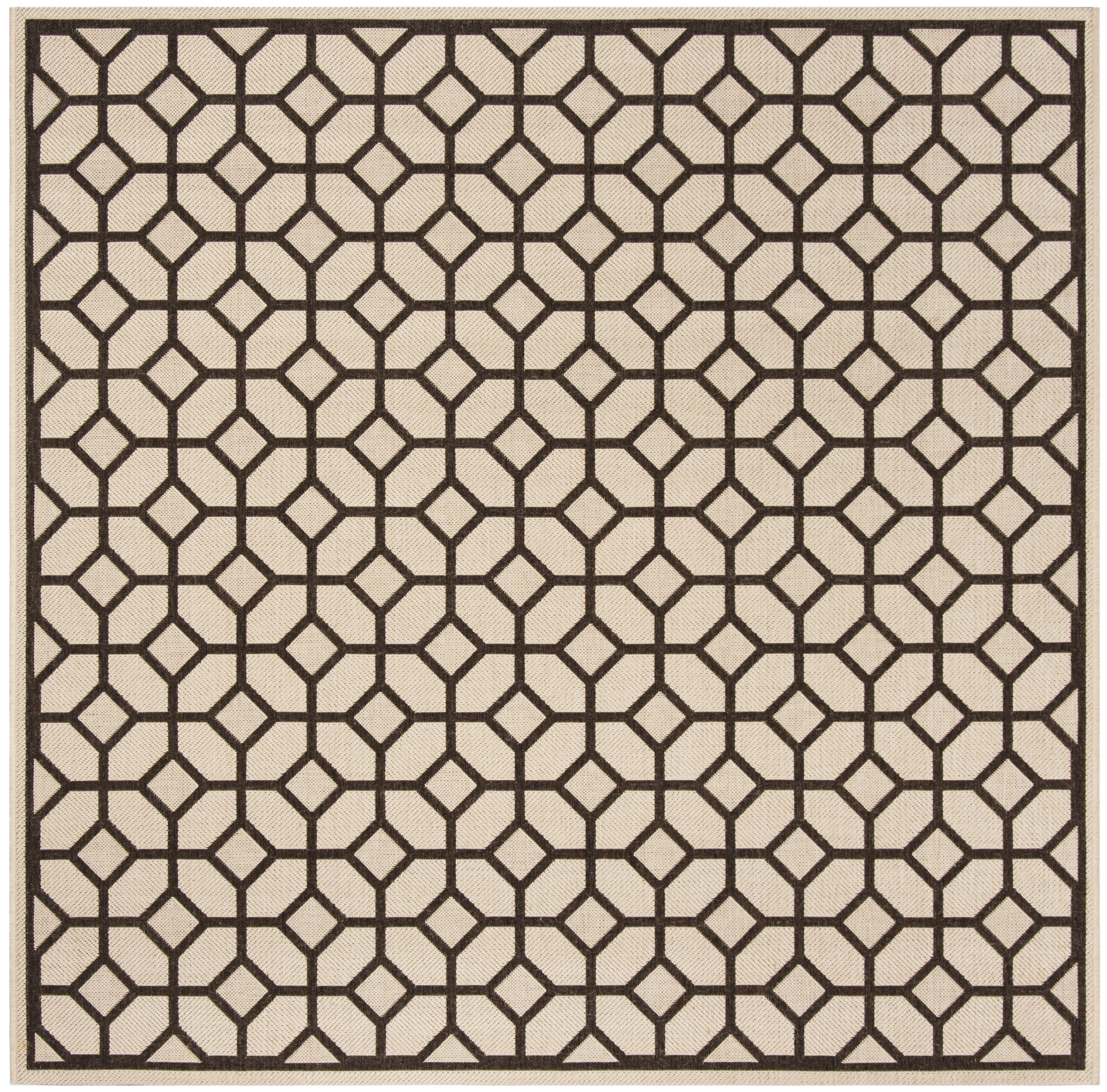 Arlo Home Indoor/Outdoor Woven Area Rug, LND127B, Natural/Brown,  6' 7" X 6' 7" Square - Image 0