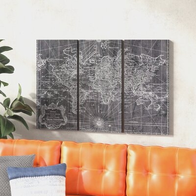 'World Map 1778 Triptych Maps Art' by Oliver Gal - 3 Piece Wrapped Canvas Graphic Art Print Set - Image 0
